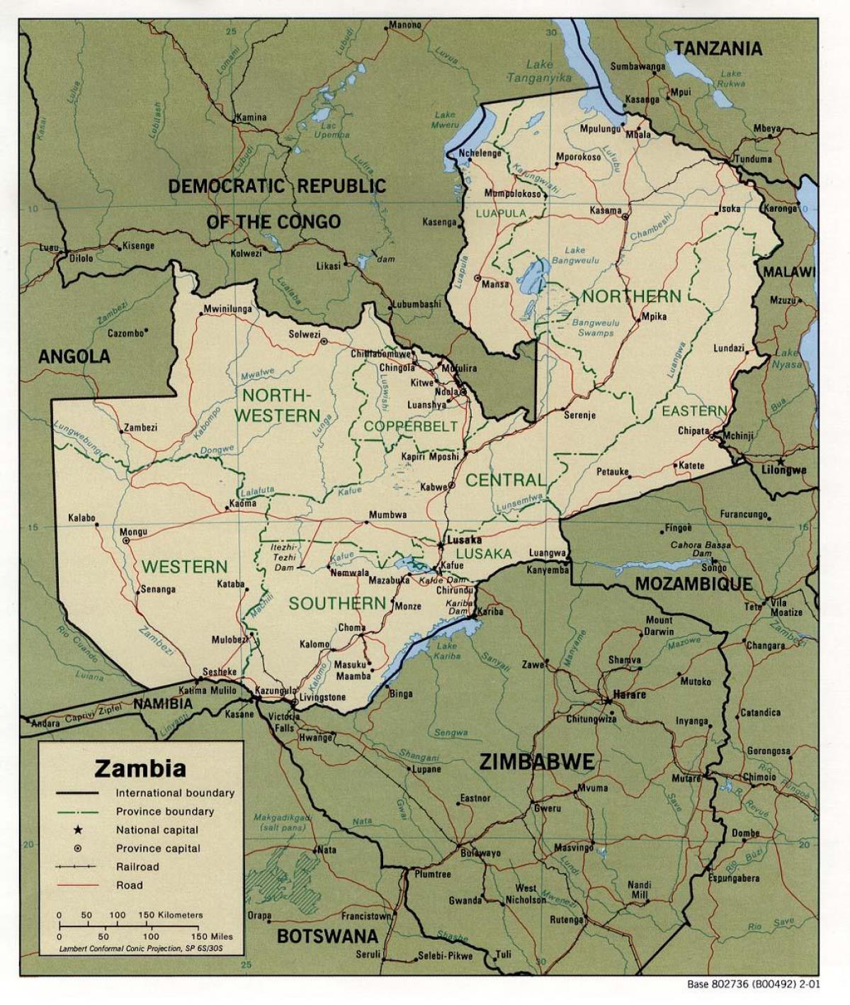 Sambia füüsikalised omadused kaart