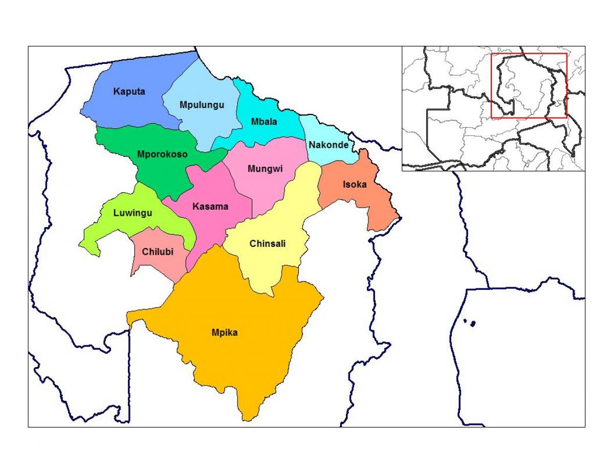 Kaart põhja provintsis Sambia