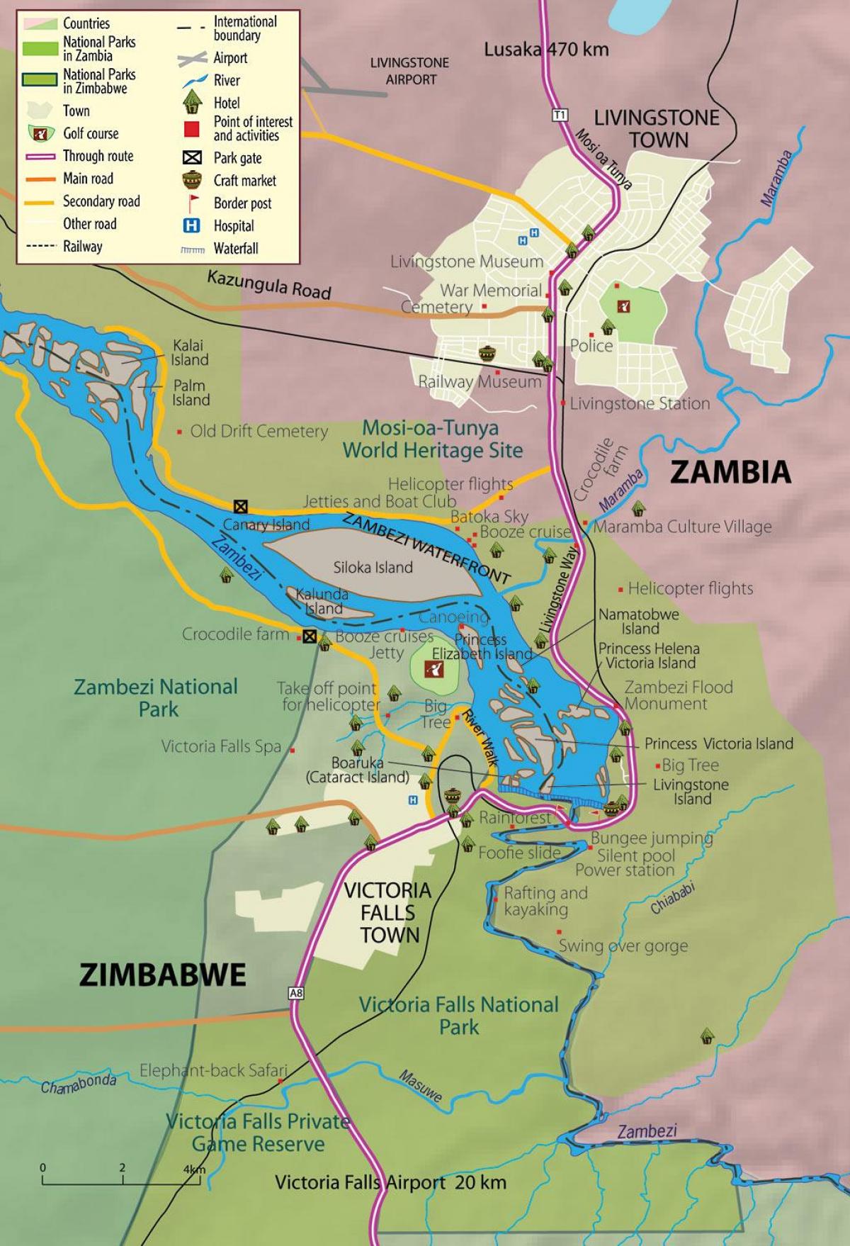 kaart livingstone, Sambia linnas