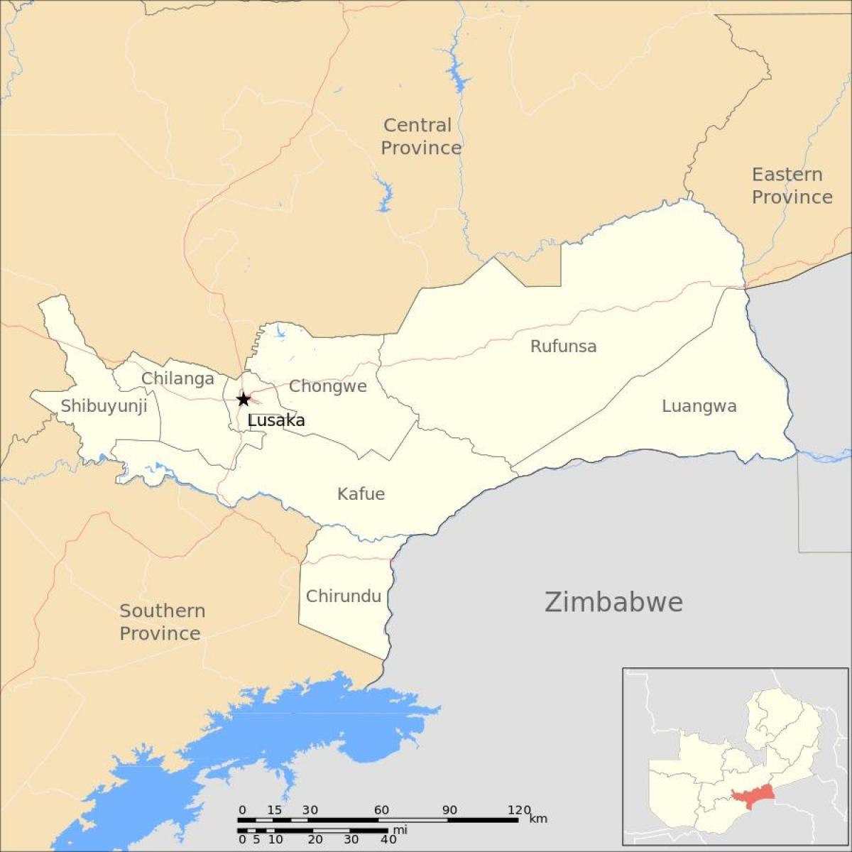 Kaart lusaka Sambia