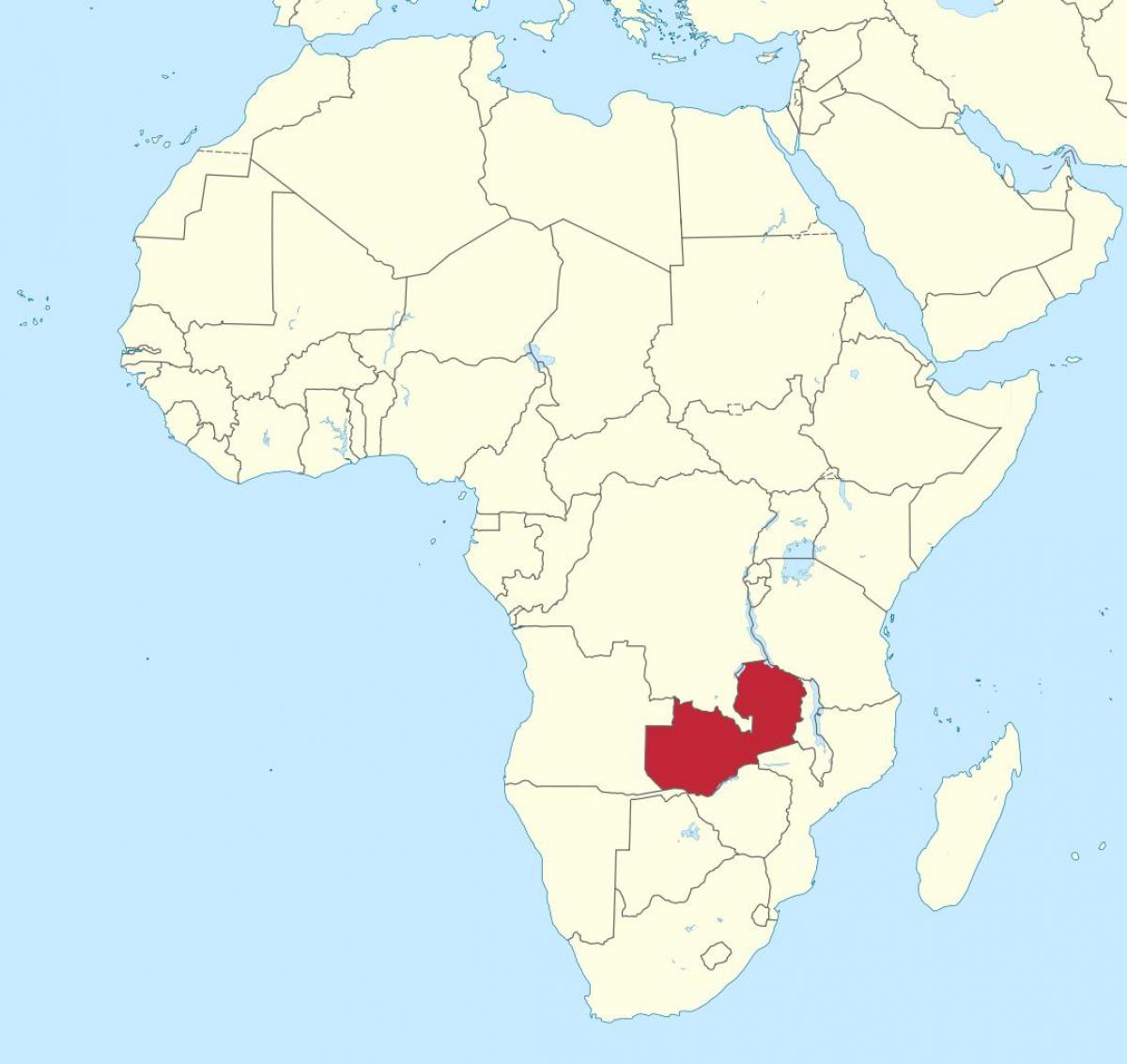 aafrika kaart, mis näitab Sambia